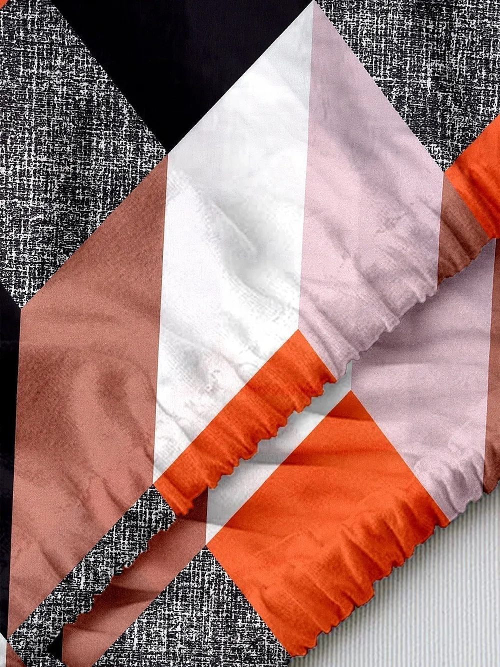 Geometric Printed Orange & Black Split Ac Cover 1 Ton