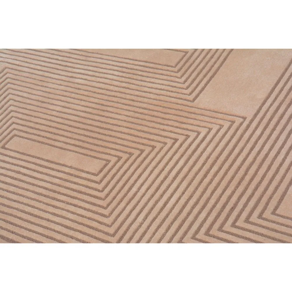 Geometric Rectangular Pattern Minimalist Beige Tufted Area Carpet 3X5ft