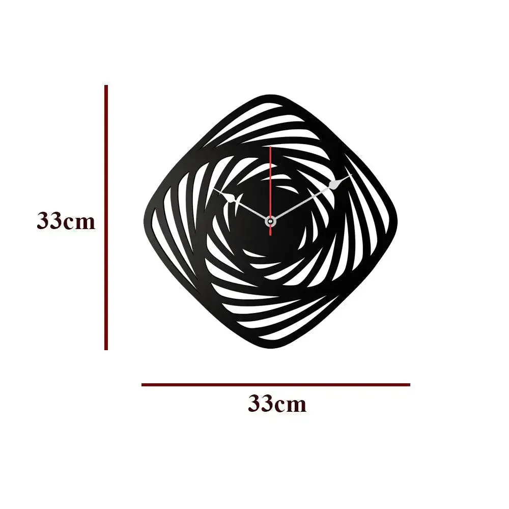 Geometric  Shape Wooden Wall Clock (Black)