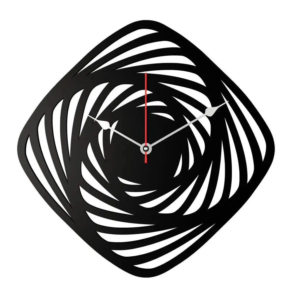 Geometric  Shape Wooden Wall Clock (Black)