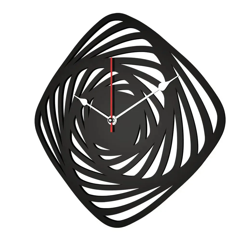 Geometric  Shape Wooden Wall Clock (Black)