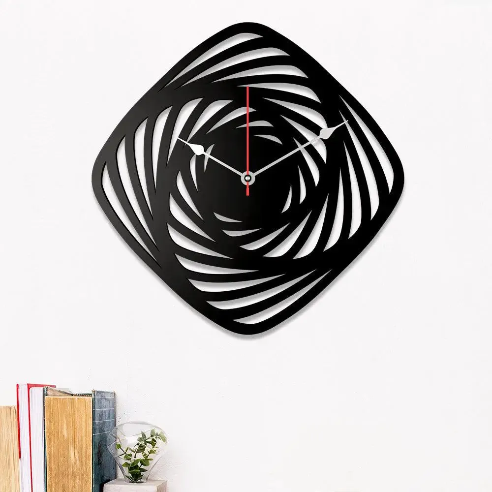 Geometric  Shape Wooden Wall Clock (Black)