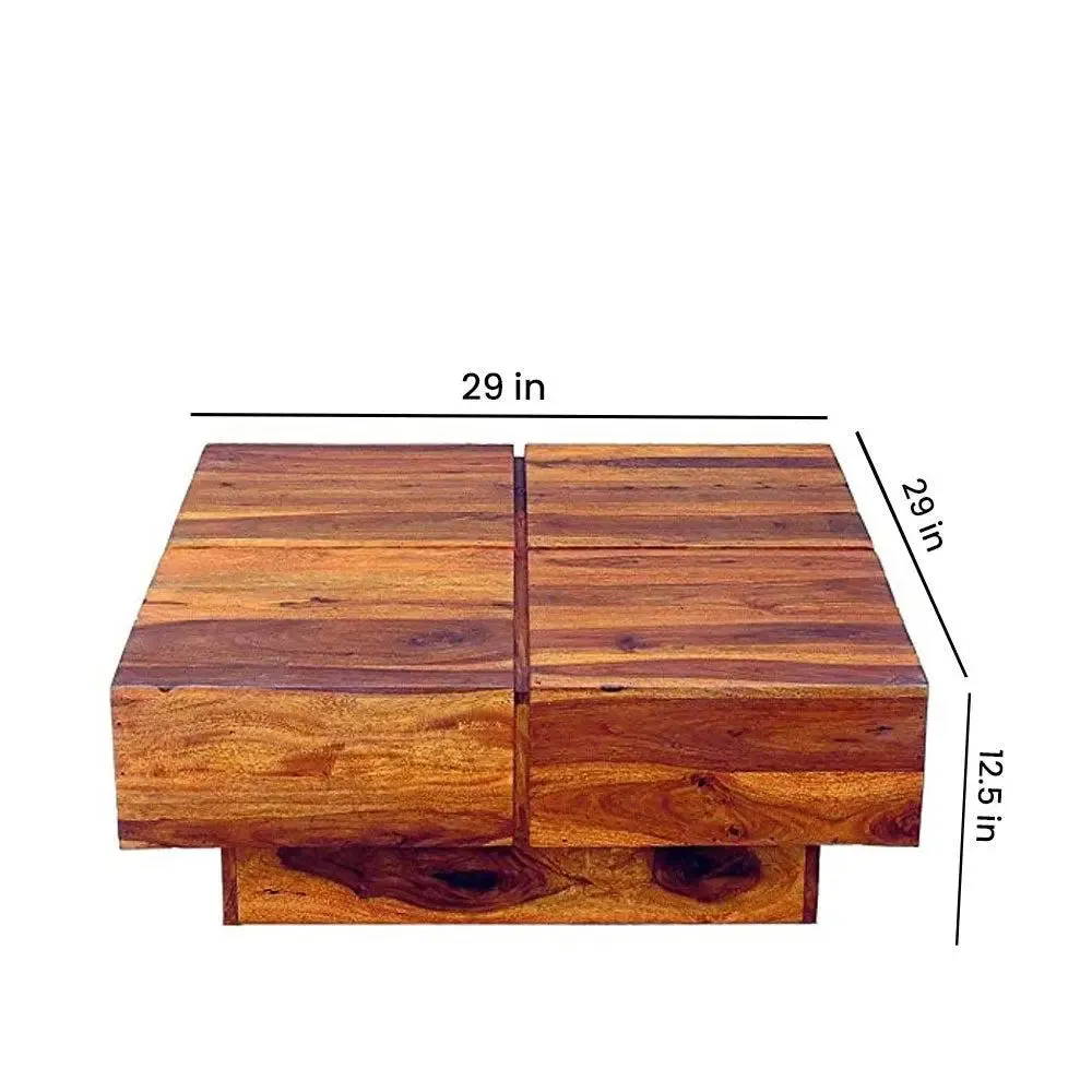 Geometrical Engineered Dice Themed Sheesham Wood Center Table