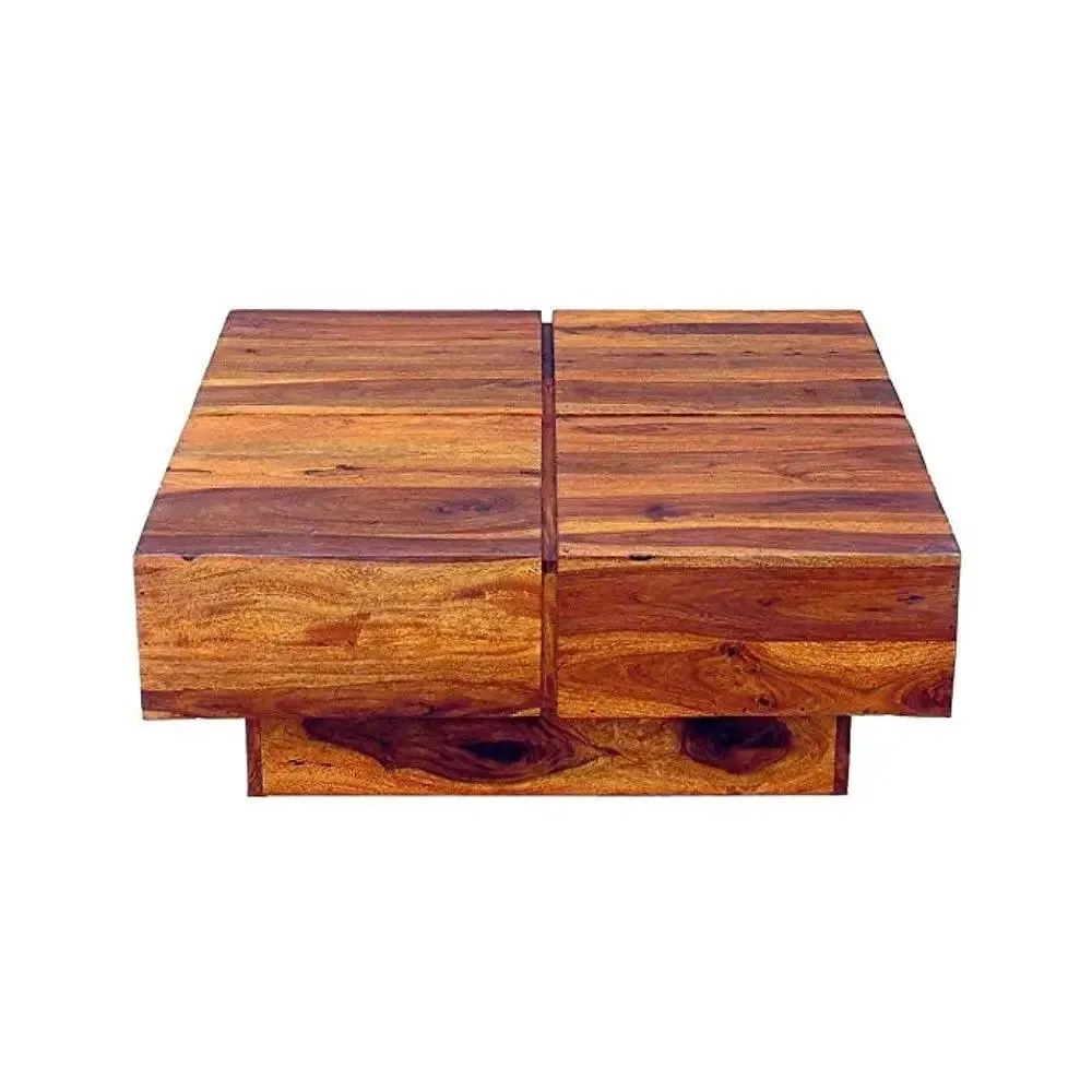 Geometrical Engineered Dice Themed Sheesham Wood Center Table