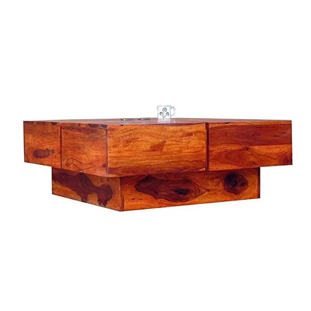 Geometrical Engineered Dice Themed Sheesham Wood Center Table