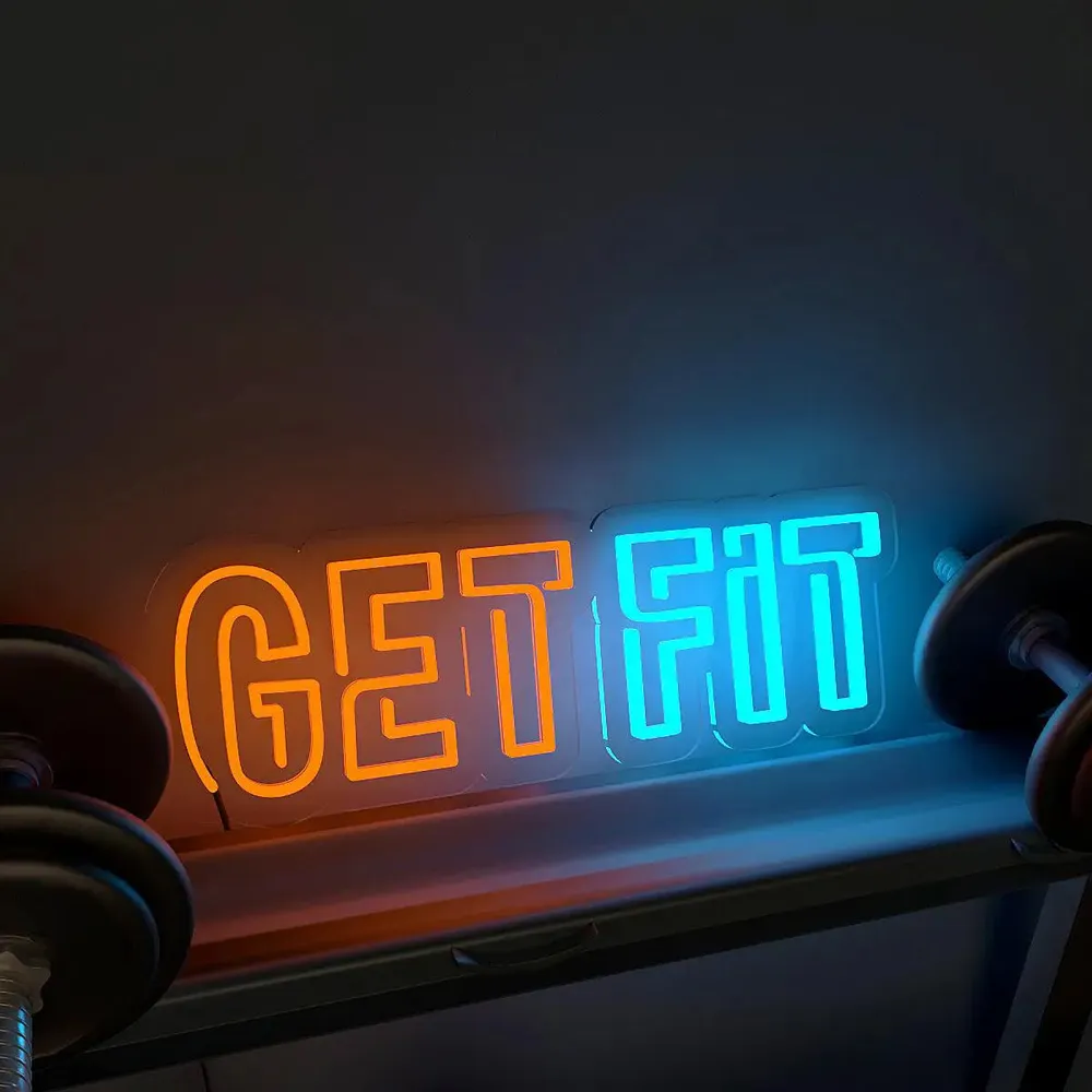 Get Fit' Dual Colored LED Neon Light for Gym Wall Decor Red