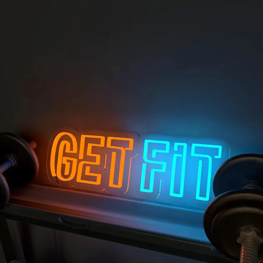 Get Fit' Dual Colored LED Neon Light for Gym Wall Decor Red