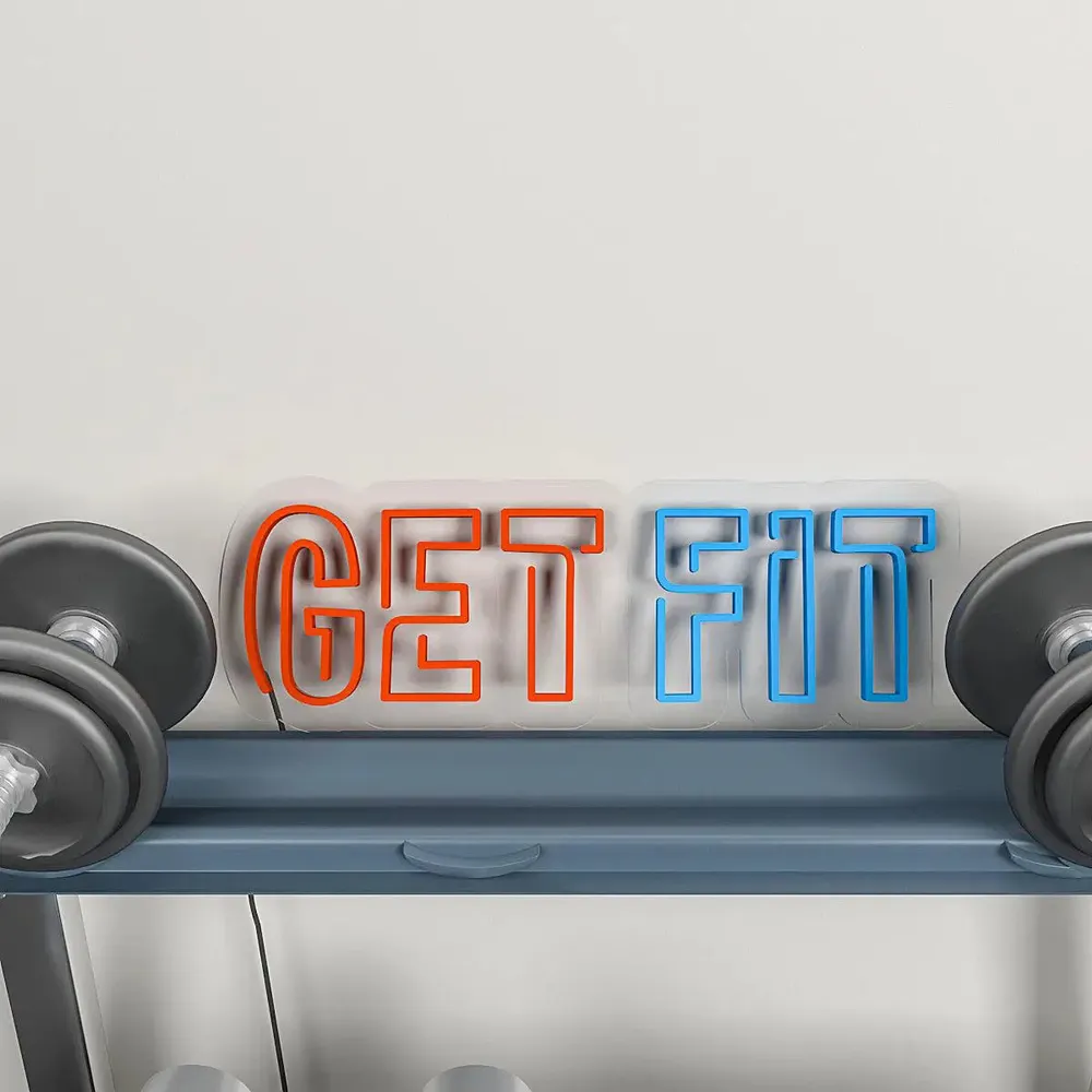 Get Fit' Dual Colored LED Neon Light for Gym Wall Decor Red