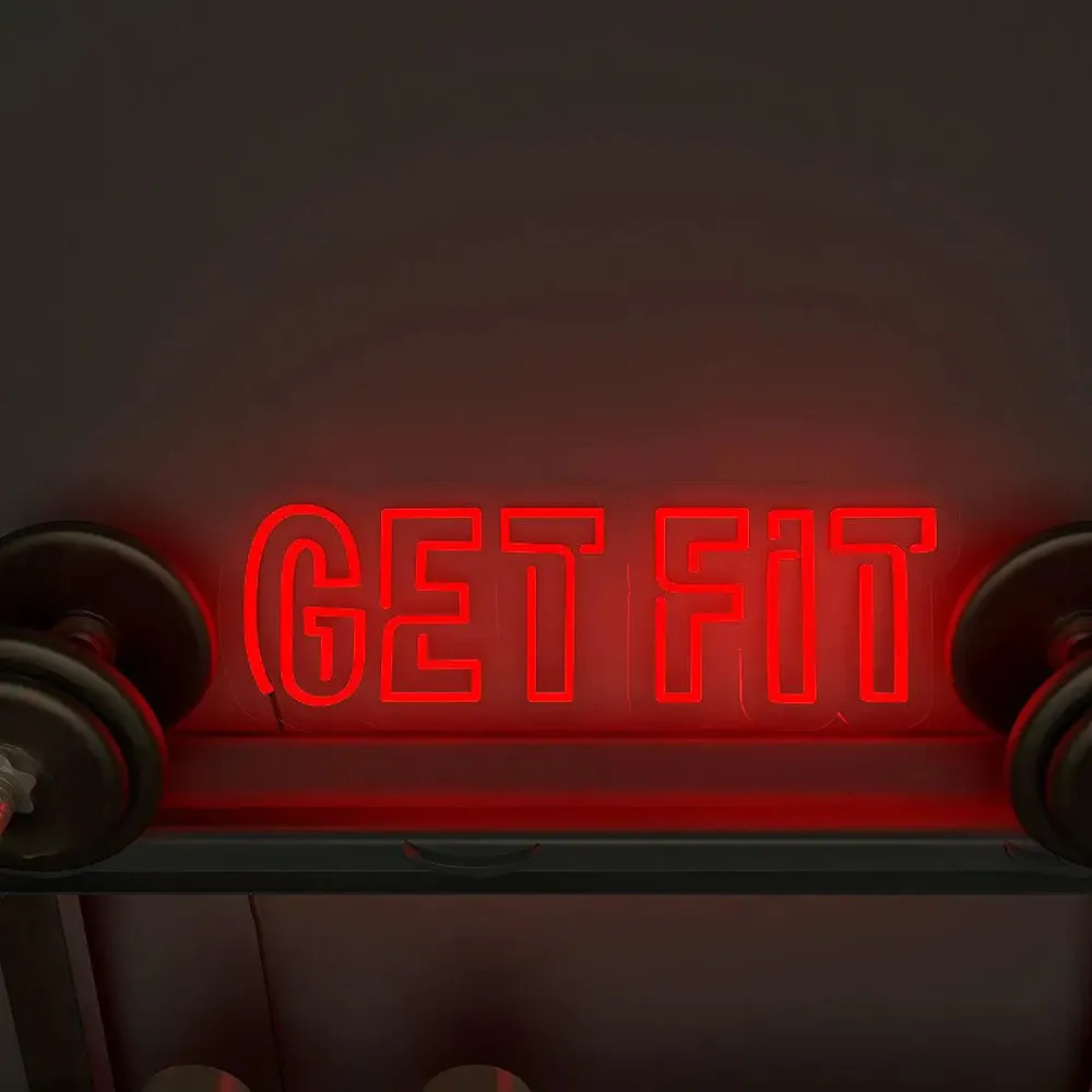 Get Fit' Dual Colored LED Neon Light for Gym Wall Decor Red