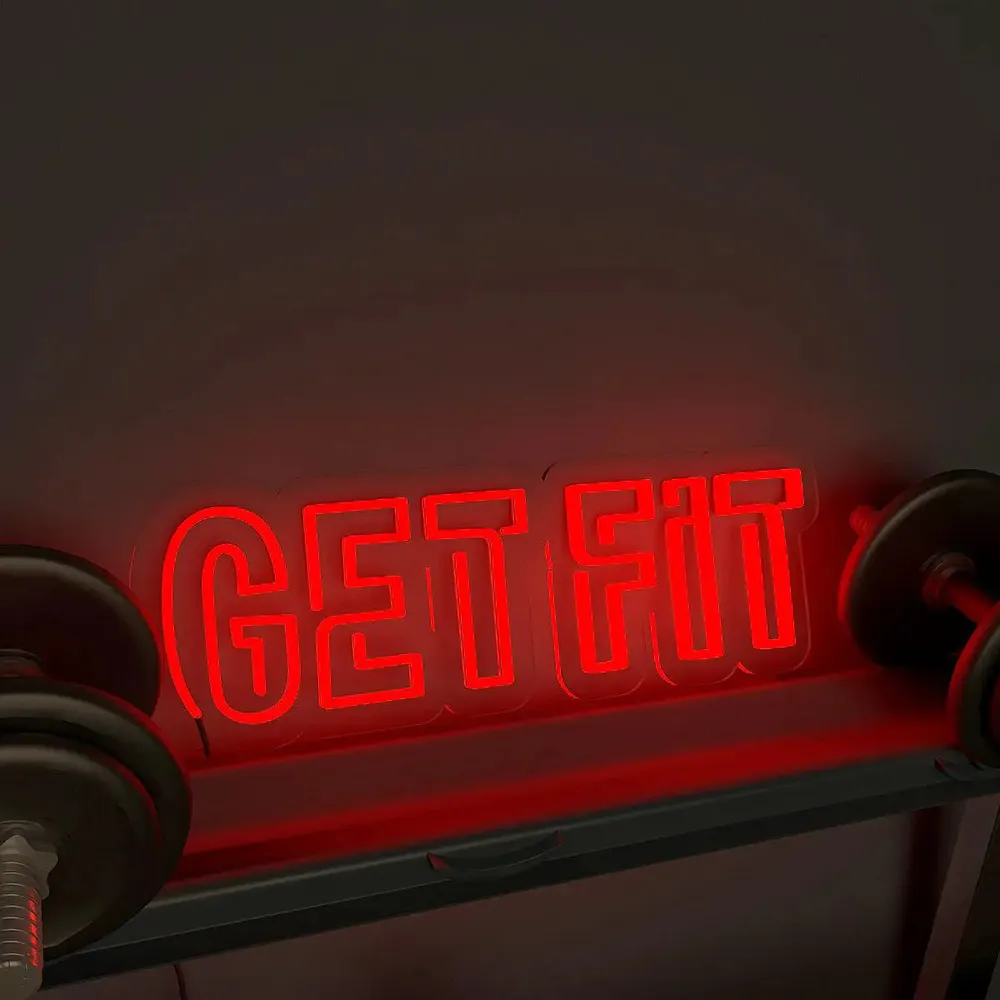 Get Fit' Dual Colored LED Neon Light for Gym Wall Decor Red
