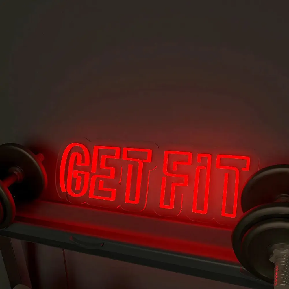 Get Fit' Dual Colored LED Neon Light for Gym Wall Decor Red