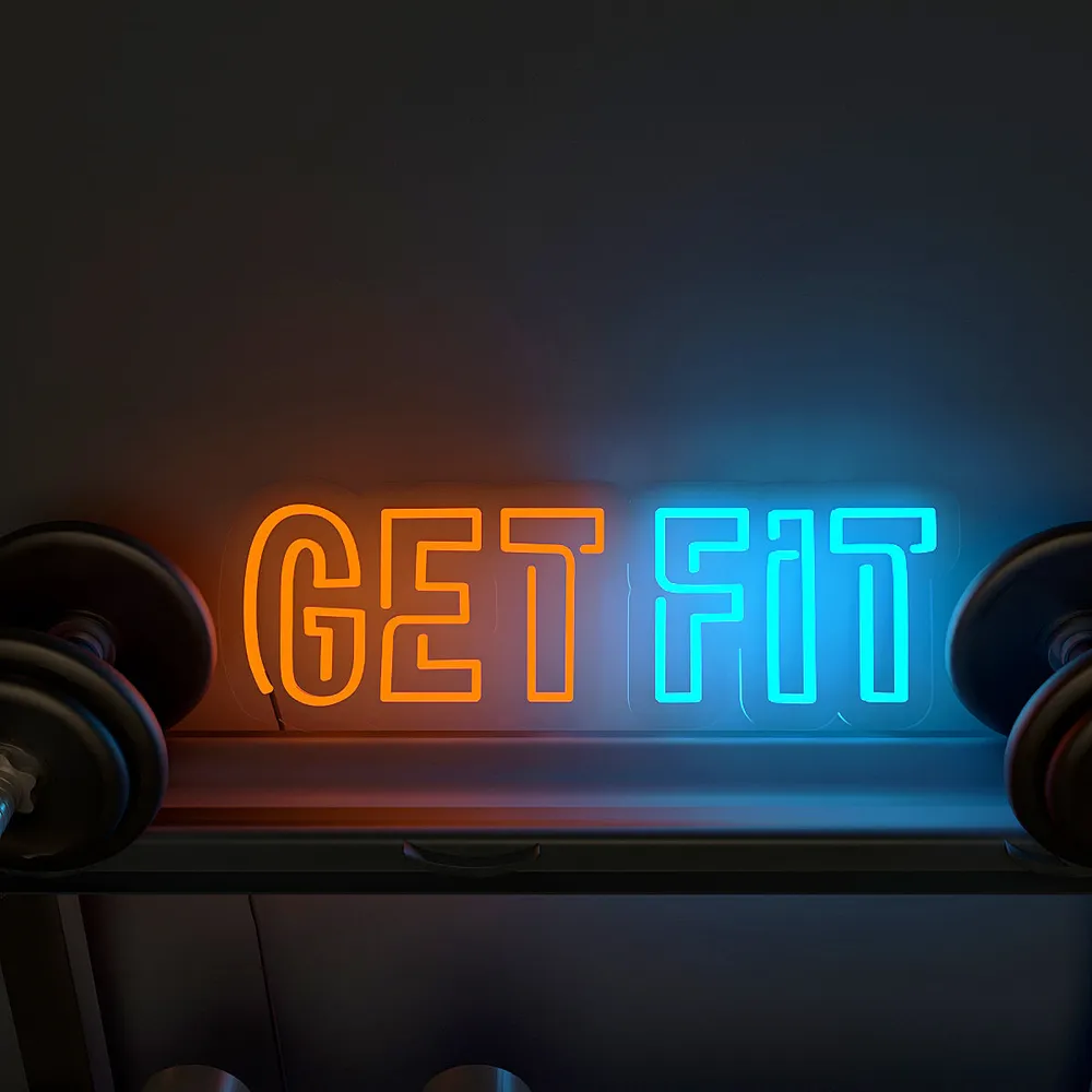 Get Fit' Dual Colored LED Neon Light for Gym Wall Decor Red