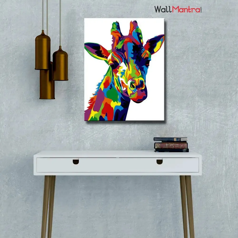 Giraffe Colourful DIY(Do-It-Yourself)/ Paint by numbers canvas painting kit