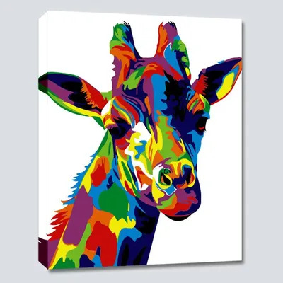 Giraffe Colourful DIY(Do-It-Yourself)/ Paint by numbers canvas painting kit