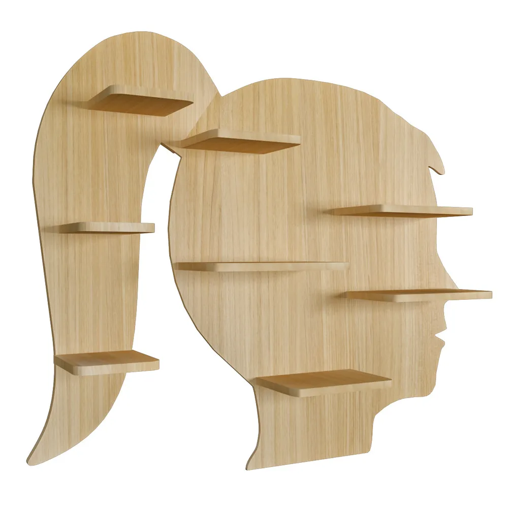 Girl Backlit Wood Wall Shelf / Book Shelf / Night Light, Light Oak Finish Regular ( 32 inches x 27 inches )