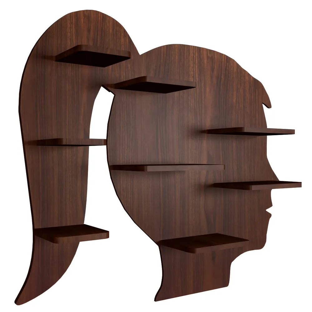 Girl Backlit Wood Wall Shelf / Book Shelf / Night Light, Walnut Finish Regular ( 32 inches x 27 inches )