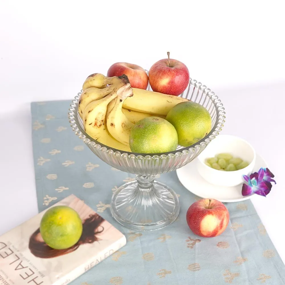 Glass Venetian Footed Fruits Serving Bowl