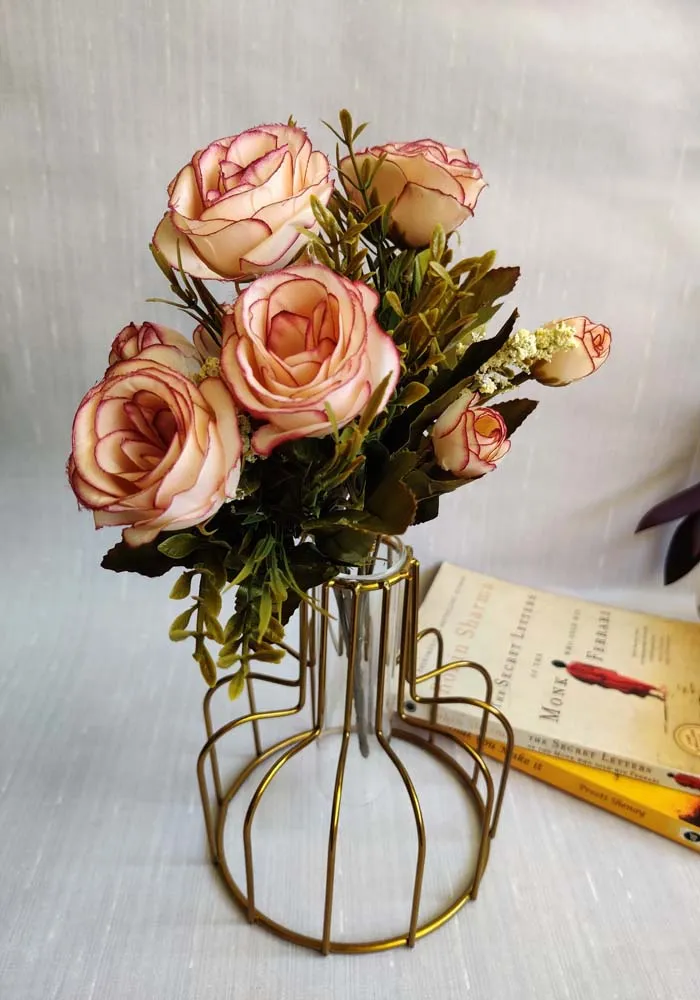 Gleaming Golden Elegant Glass Tube Vase