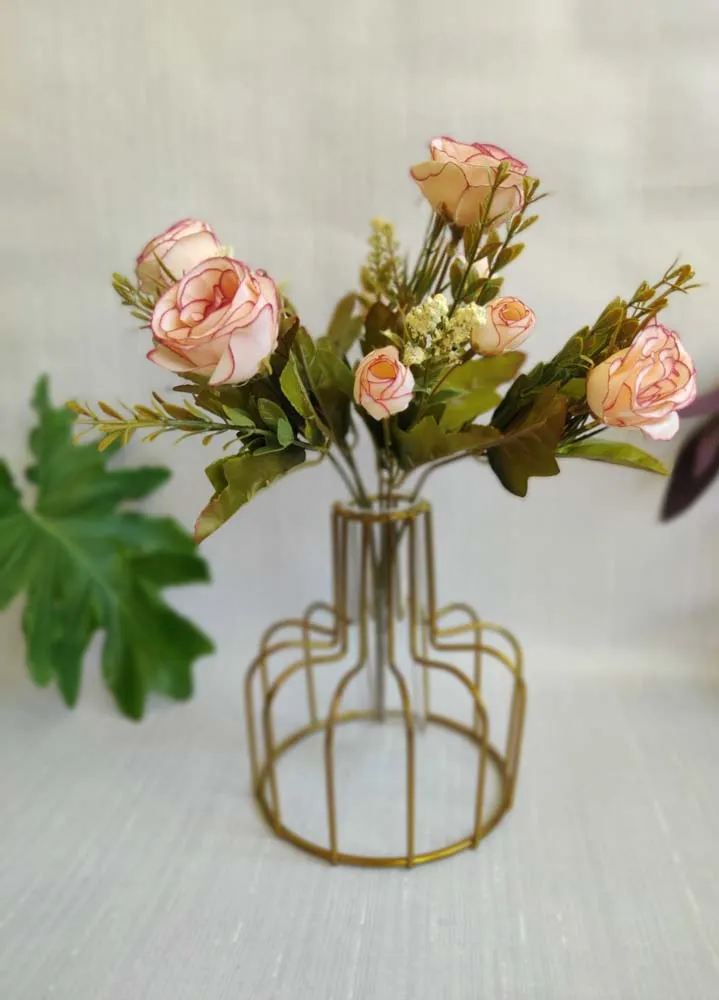 Gleaming Golden Elegant Glass Tube Vase