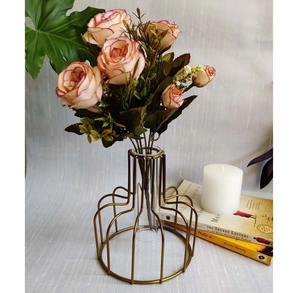 Gleaming Golden Elegant Glass Tube Vase