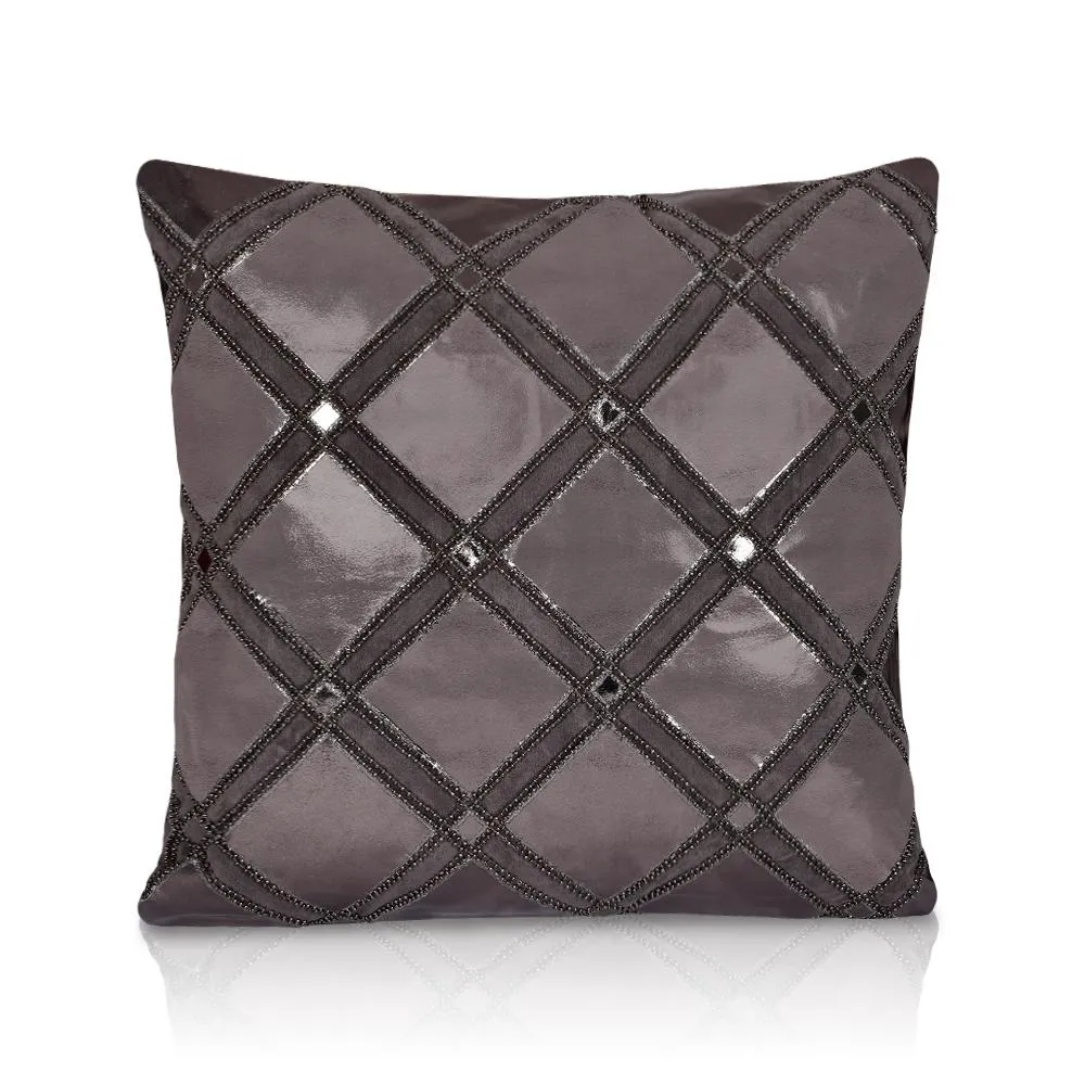 Glimmer Leather Applique Cushion Cover