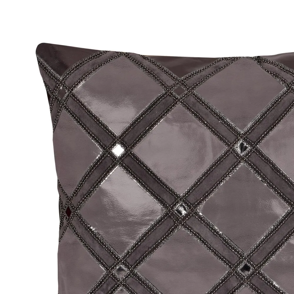 Glimmer Leather Applique Cushion Cover