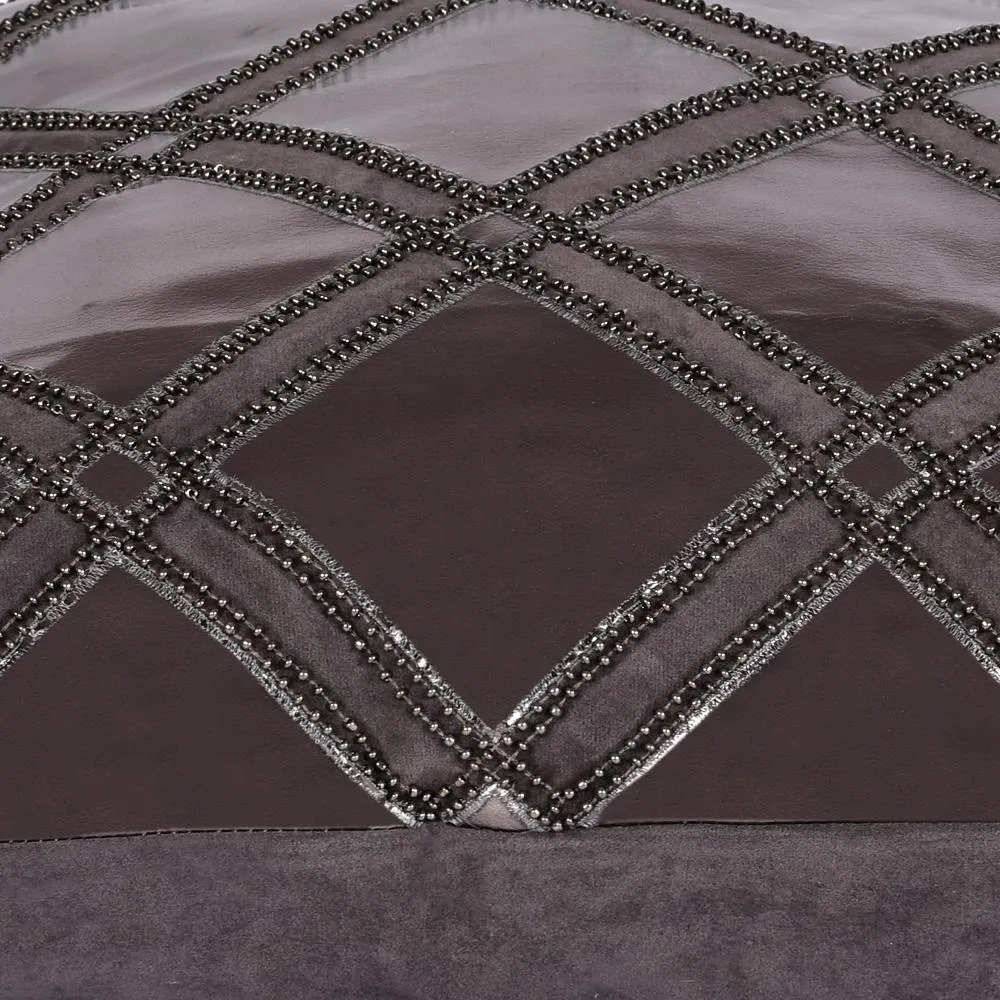 Glimmer Leather Applique Cushion Cover