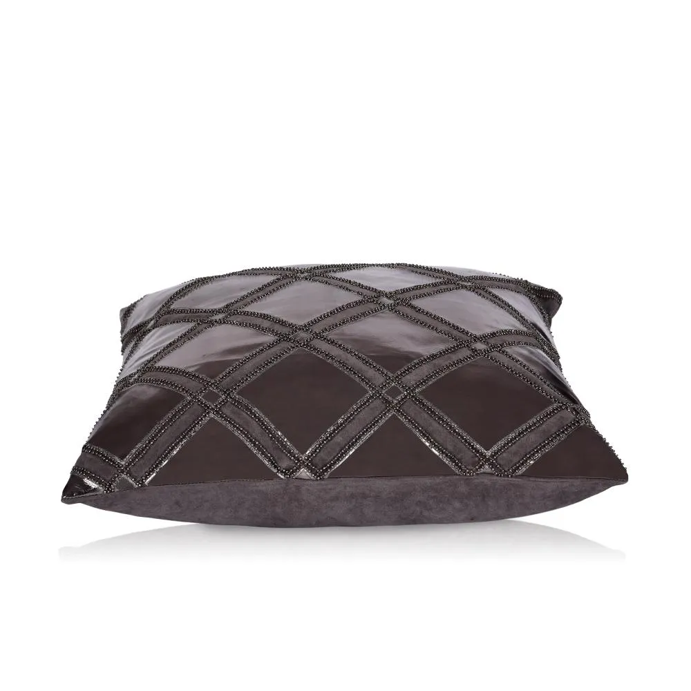 Glimmer Leather Applique Cushion Cover