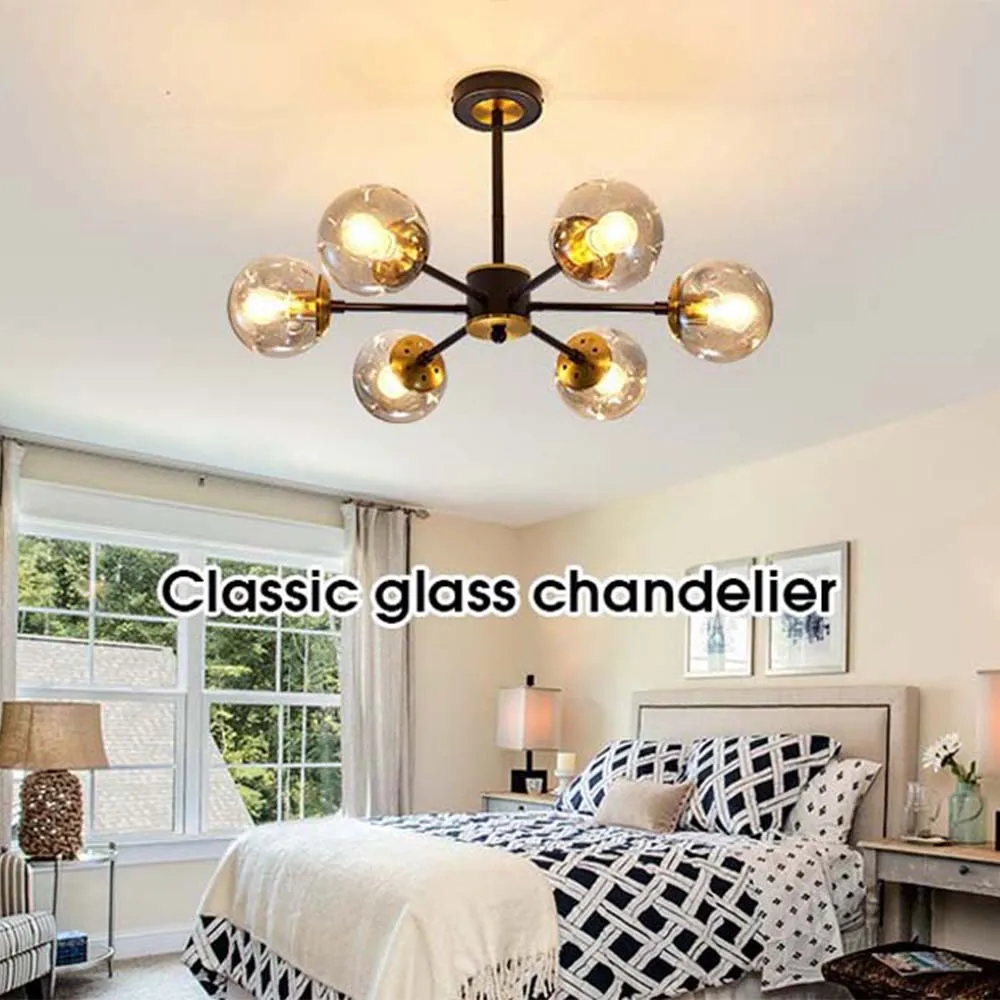 Globe BK &amp; GD Chandlier Semi Flush Mount Ceiling Light Modern Metal Lighting Black Chandelier.