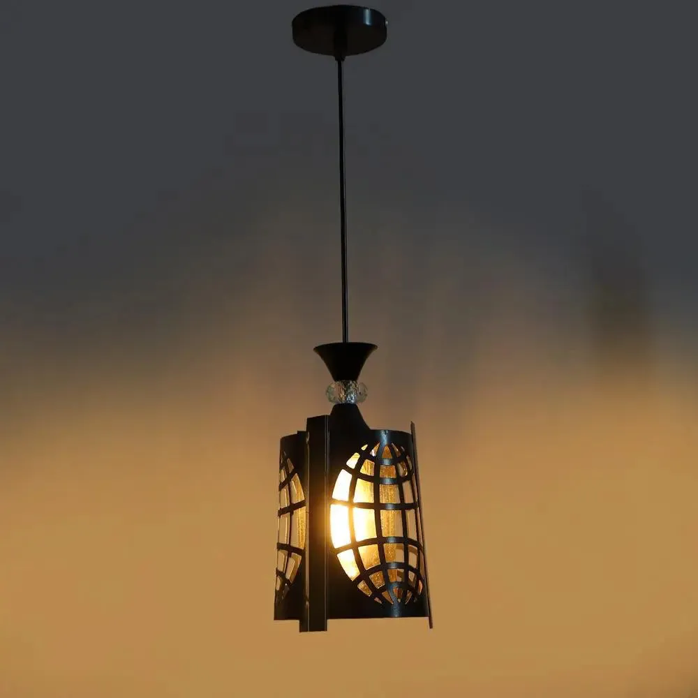 Globe Cut Metal Lustre Glass Hanging Light
