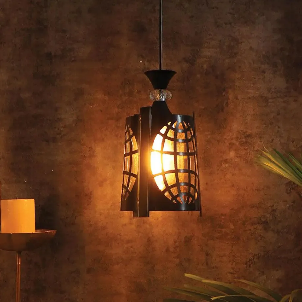 Globe Cut Metal Lustre Glass Hanging Light