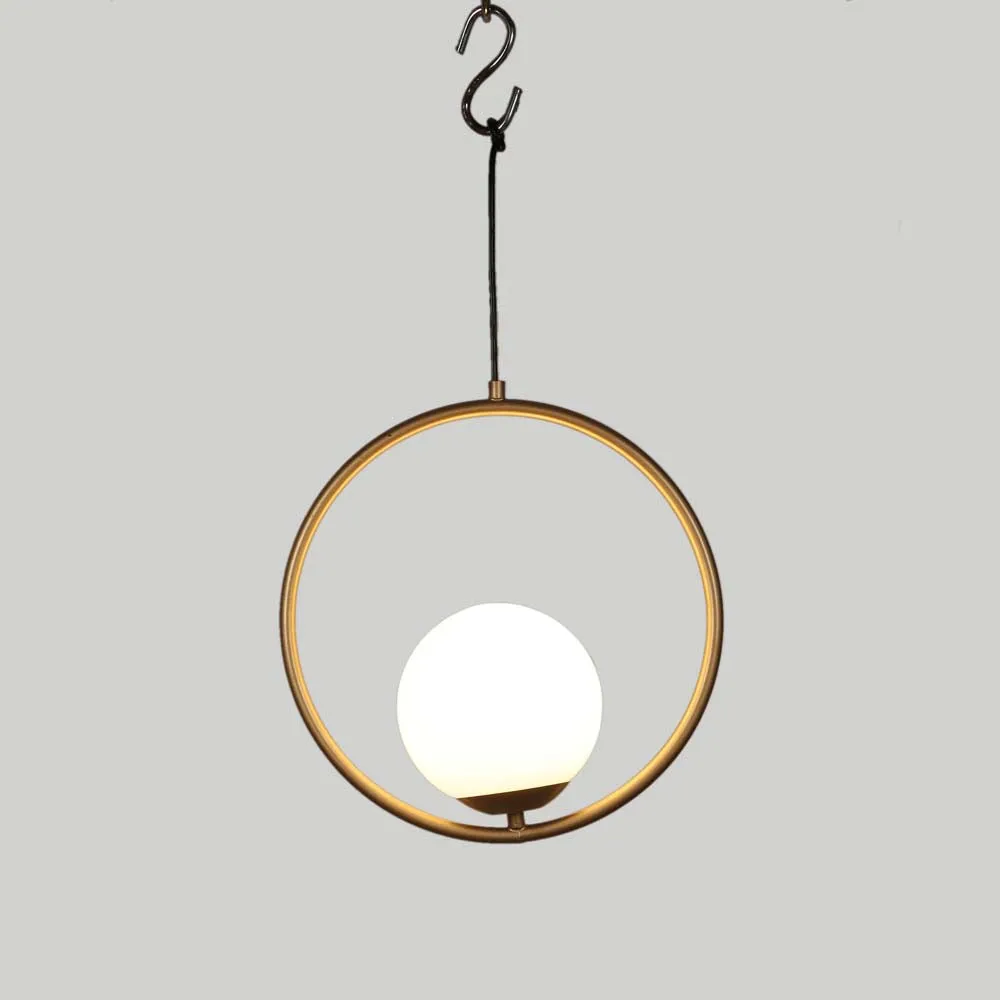 Globe In Golden Ring Decorative Hanging Light Single Piece