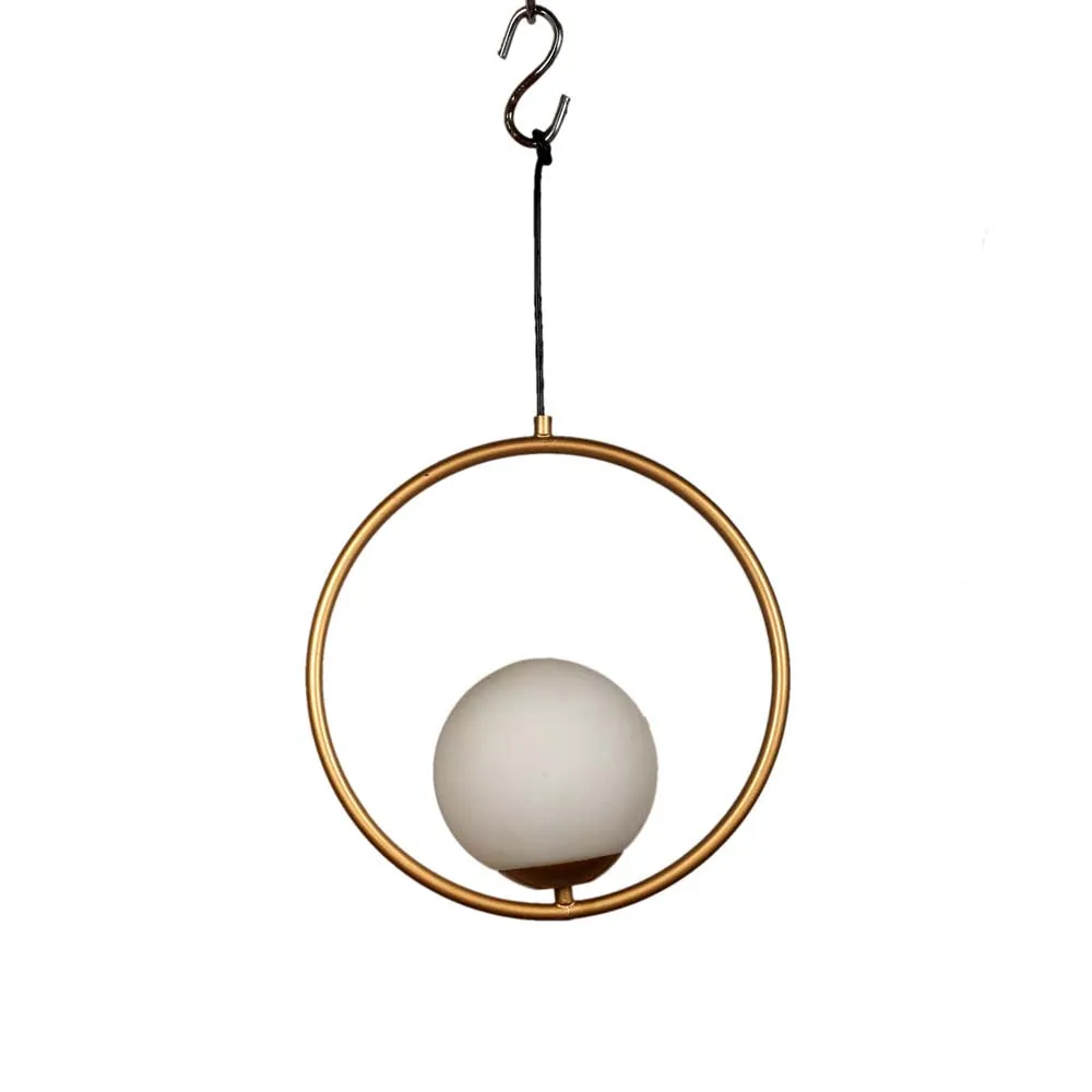 Globe In Golden Ring Decorative Hanging Light Single Piece