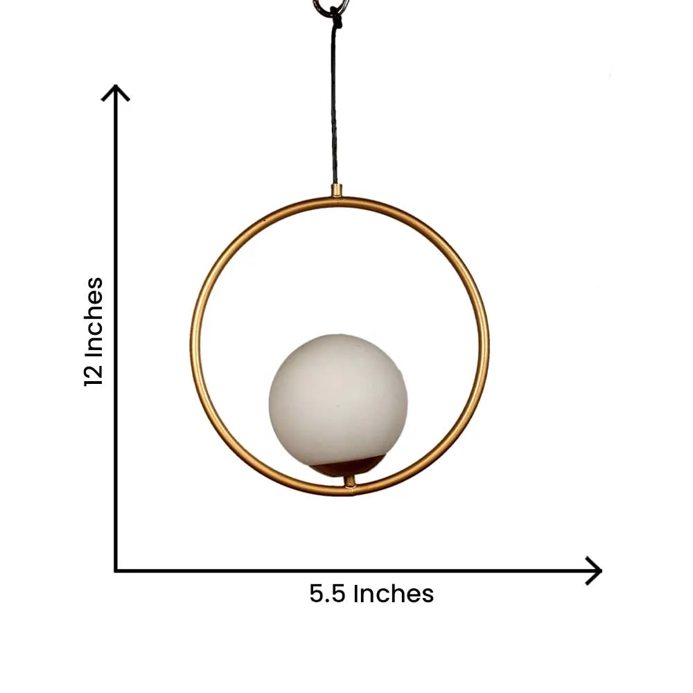 Globe In Golden Ring Decorative Hanging Light Single Piece