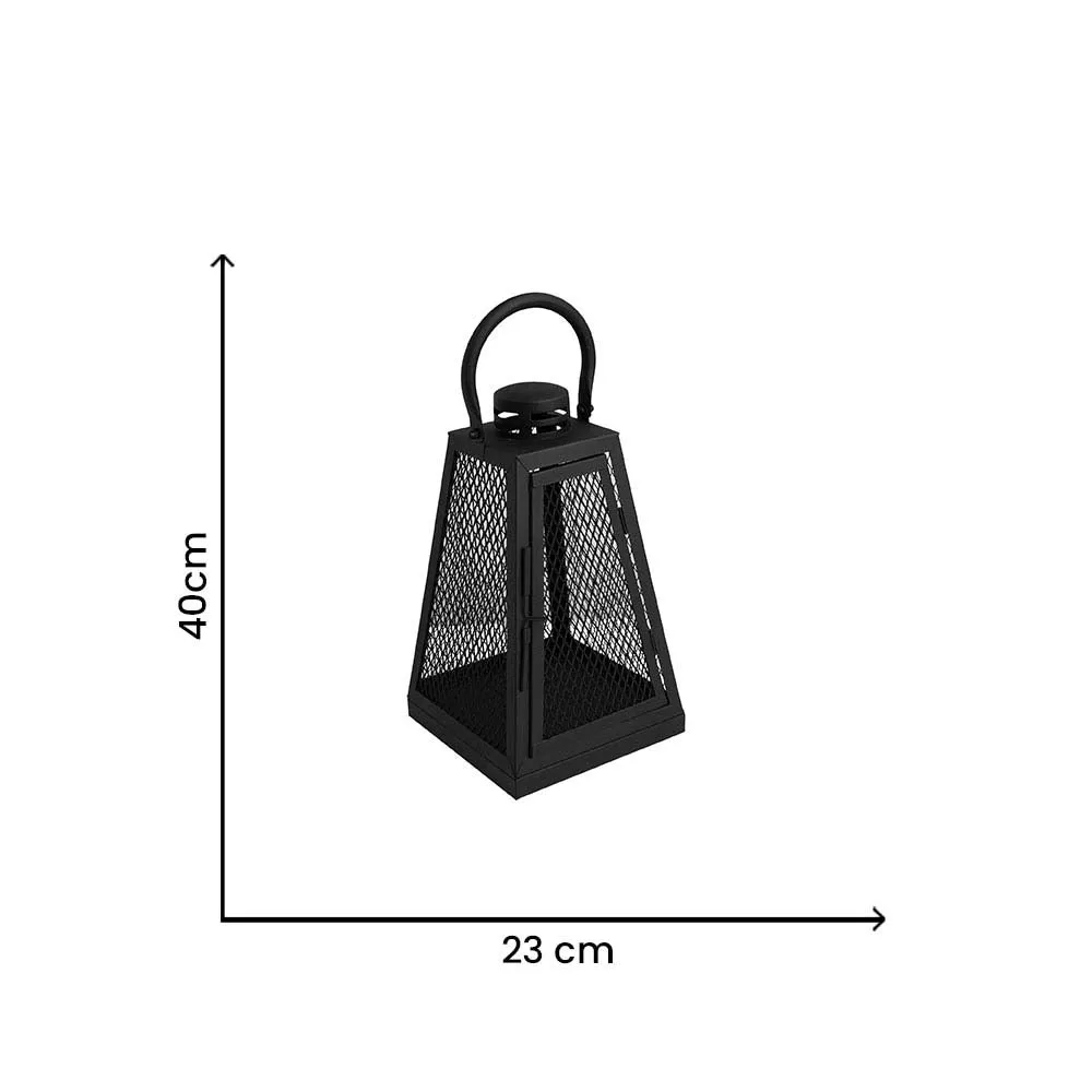 Glossy Black Metallic Handicraft Candle Lantern