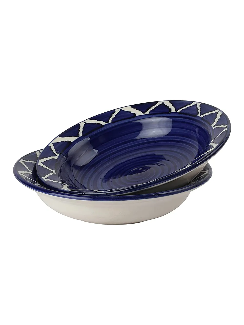 Glossy Blue Ceramic Small Plates Set Of 2