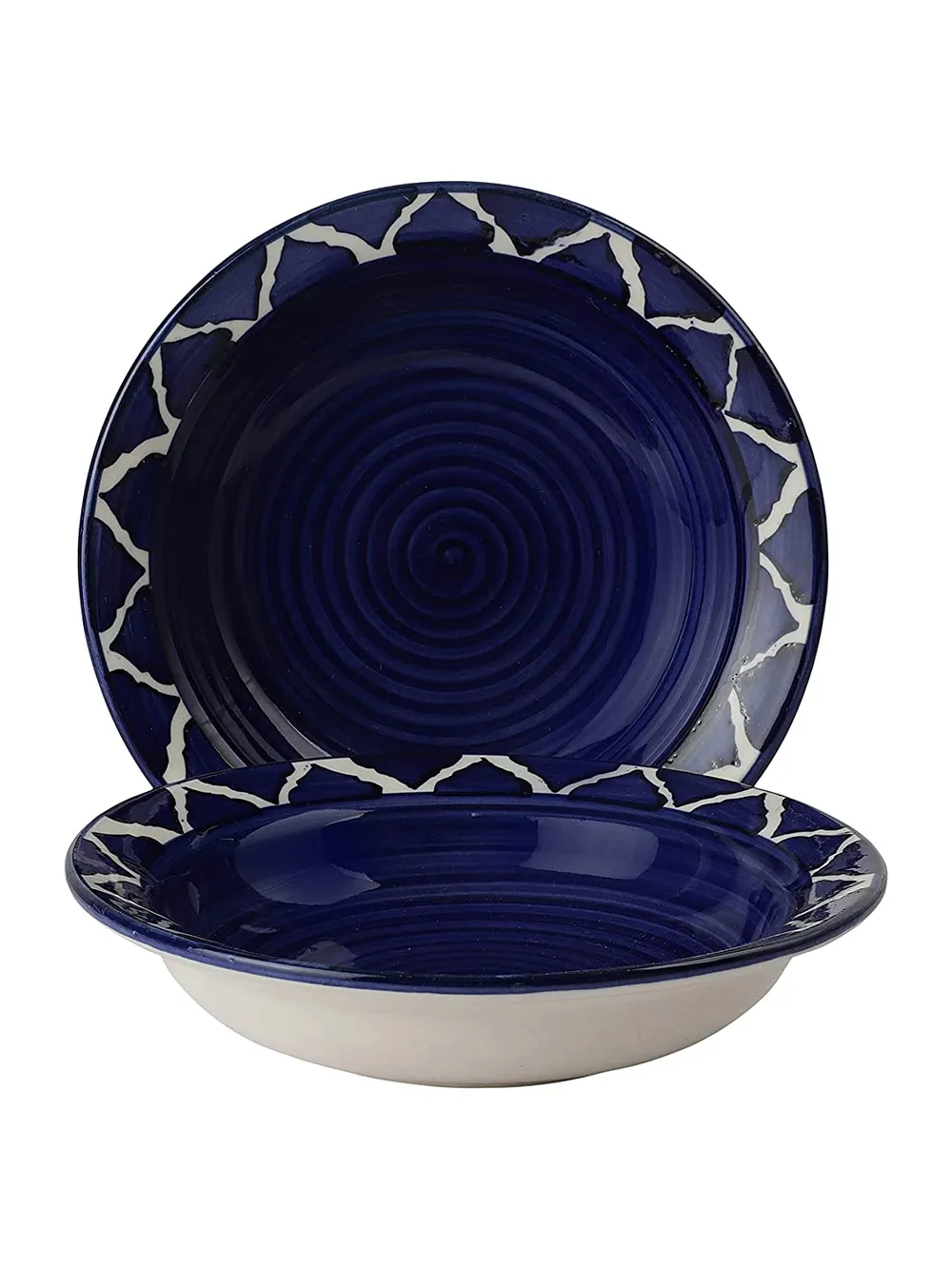 Glossy Blue Ceramic Small Plates Set Of 2