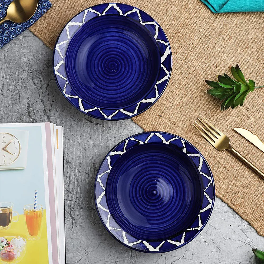 Glossy Blue Ceramic Small Plates Set Of 2