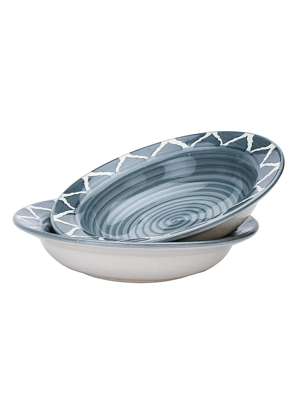 Glossy Grey Ceramic Small Plates Set Of 2