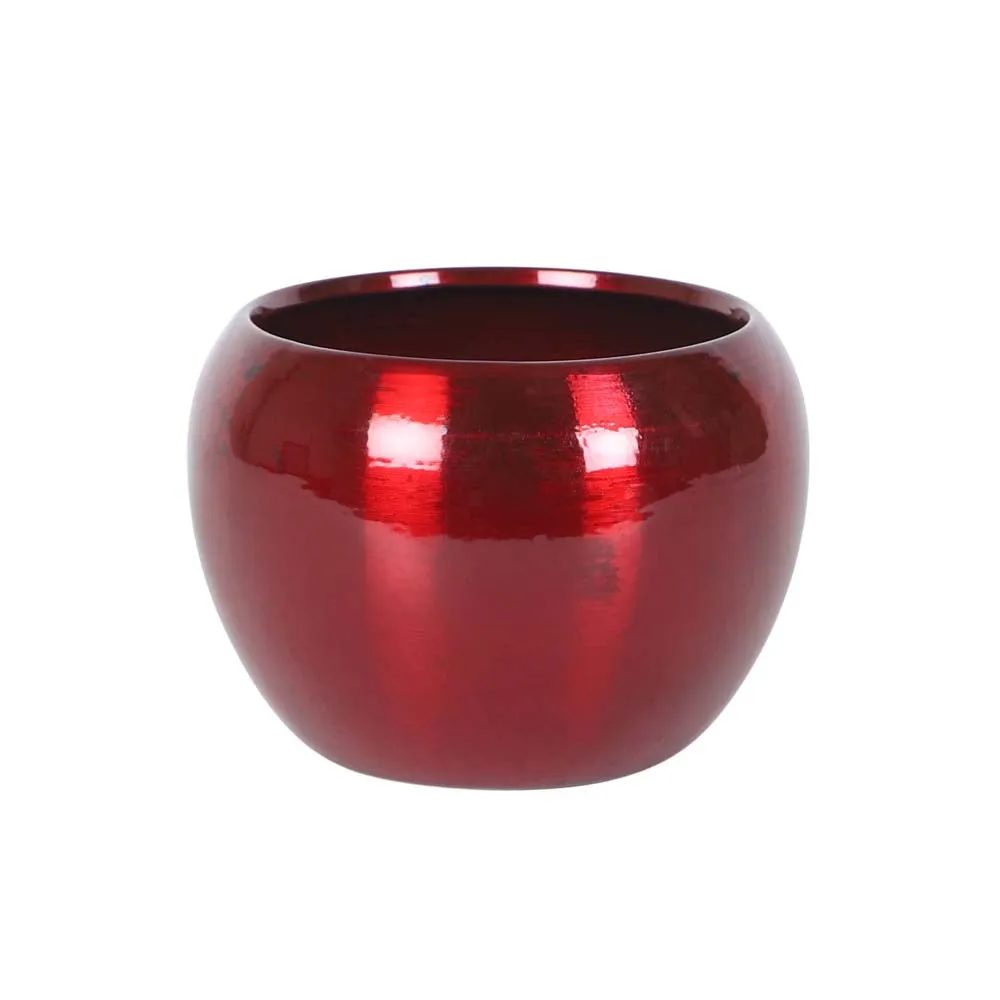 Glossy Red Metal Table Top Planters Set Of 3