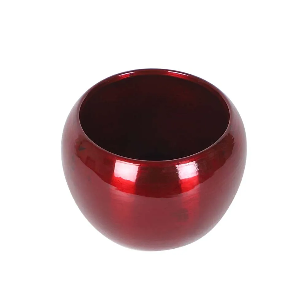 Glossy Red Metal Table Top Planters Set Of 3