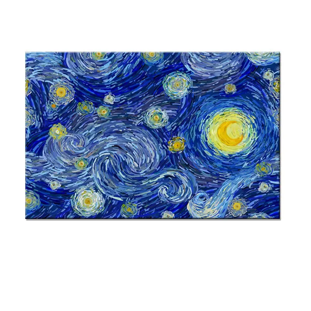 Glowing Moon And Starry Sky Abstract Painting /  Stretched on wood 61 x 41cm With Frame