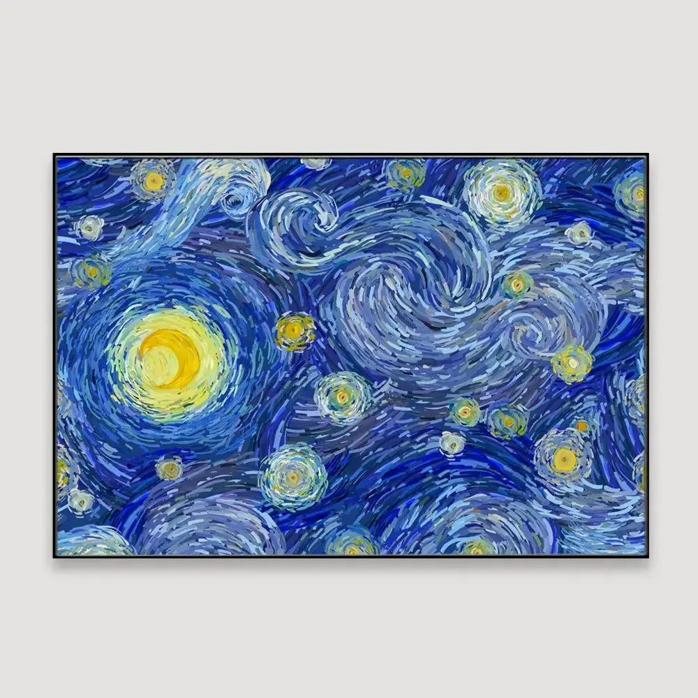 Glowing Moon And Starry Sky Abstract Painting /  Stretched on wood 61 x 41cm With Frame