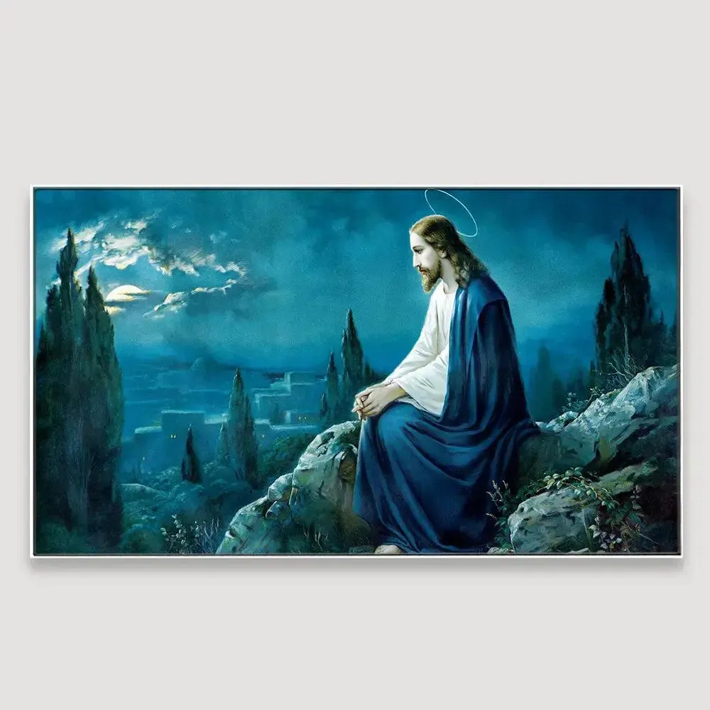 God Jesus Beautiful Scenery Canvas Printed Painting With Frame