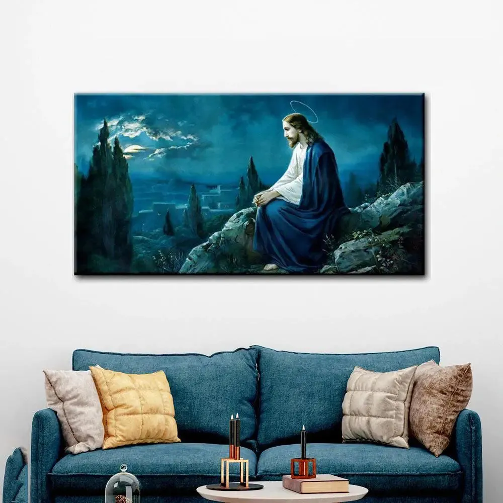 God Jesus Beautiful Scenery Canvas Printed Painting With Frame