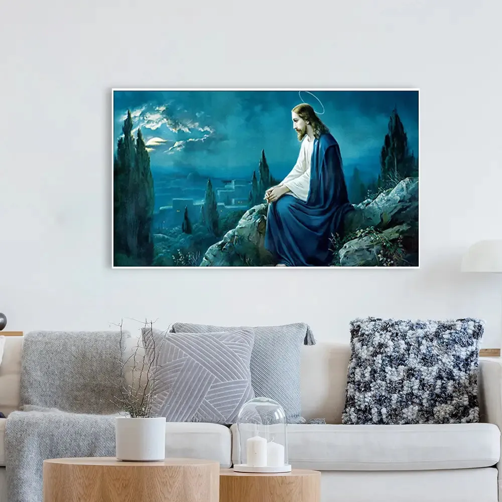 God Jesus Beautiful Scenery Canvas Printed Painting With Frame
