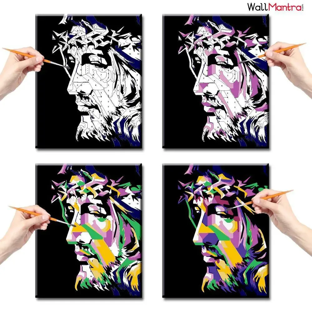 God Jesus DIY(Do-It-Yourself)/ Paint by numbers canvas painting kit