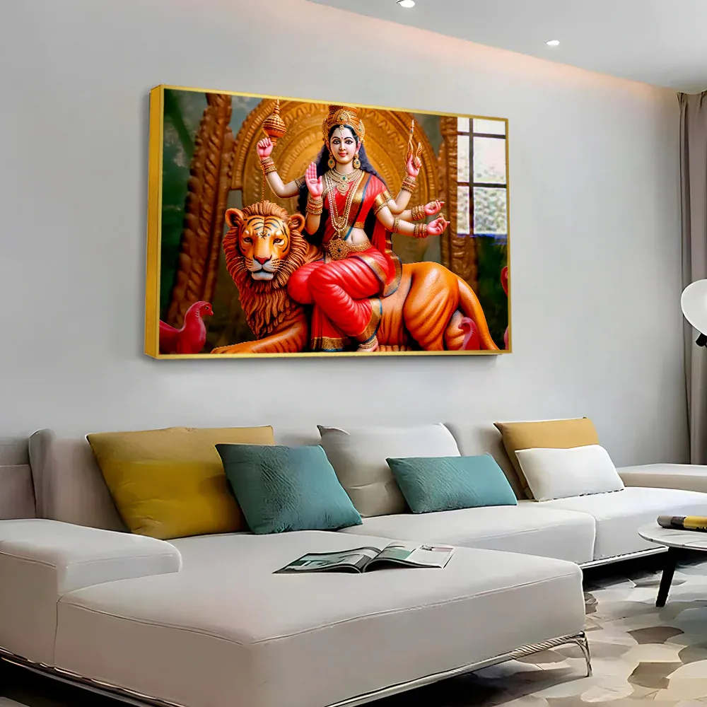 Goddess Durga Mata Artistry Acrylic Wall Painting Regular