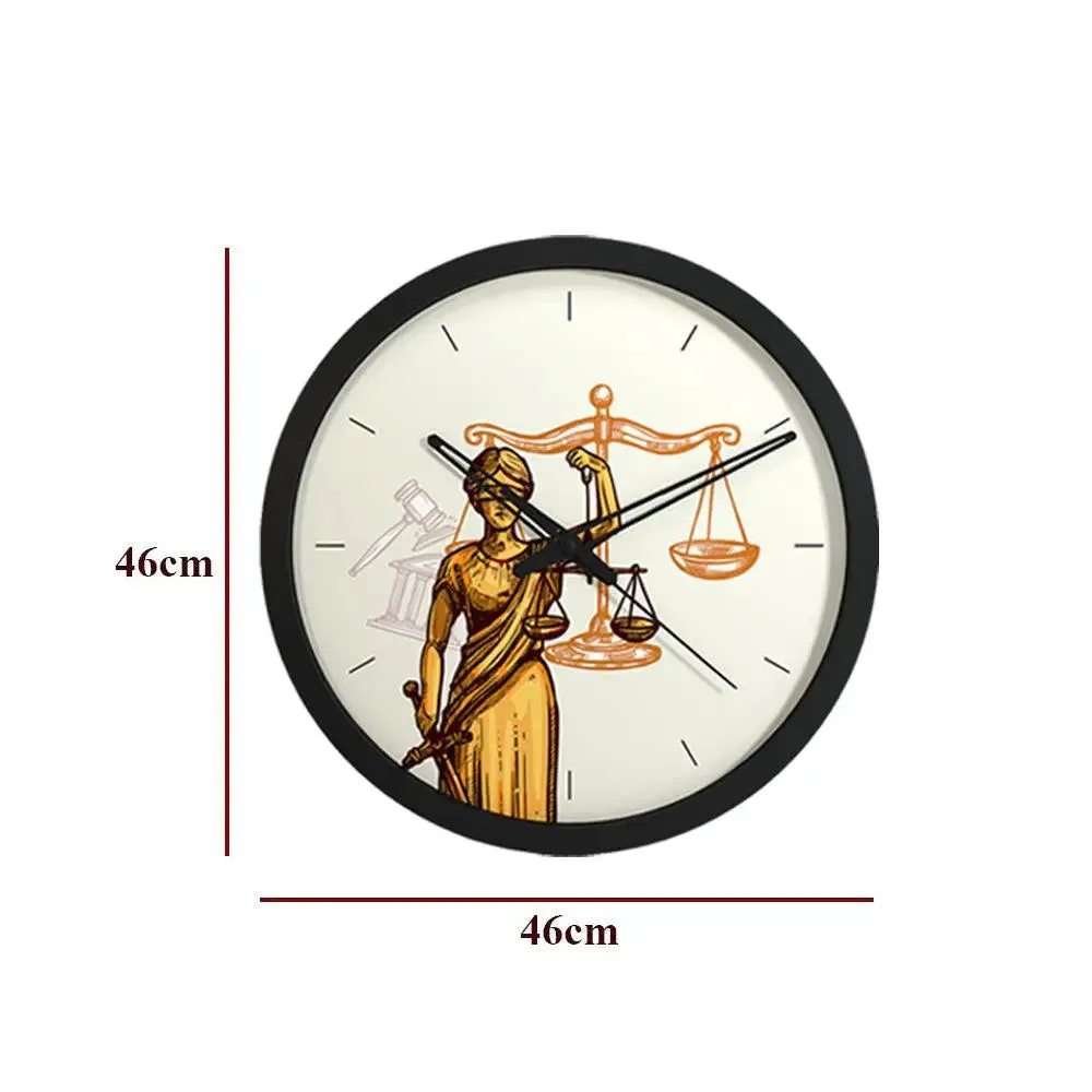 Goddess of Justice Wooden Wall Clock for Lawyer Black