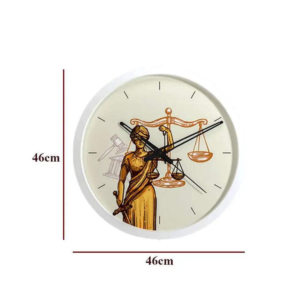 Goddess of Justice Wooden Wall Clock for Lawyer Black